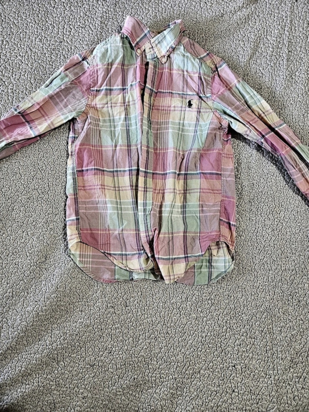 Ralph Lauren Kids Plaid Button Down Shirt in Pink & Green